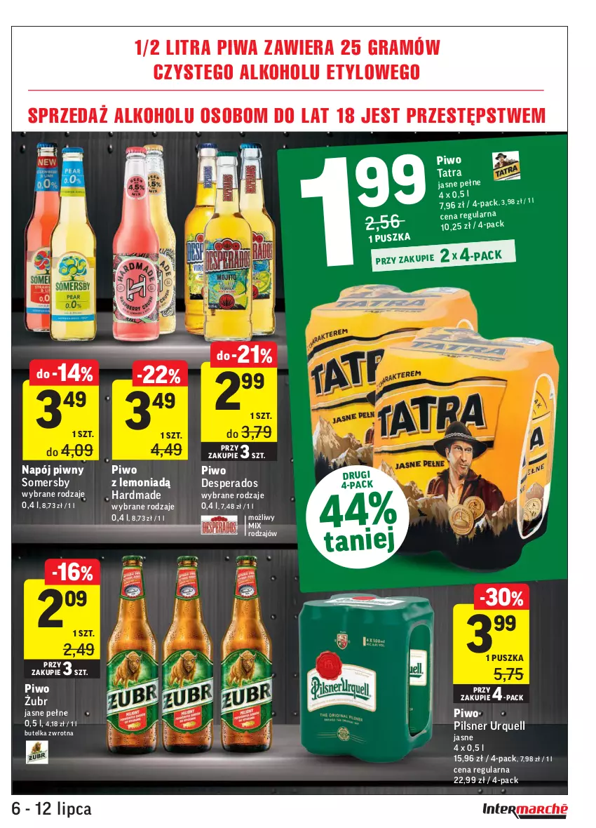 Gazetka promocyjna Intermarche - Gazetka promocyjna - ważna 06.07 do 12.07.2021 - strona 27 - produkty: Desperados, Gra, Napój, Pilsner Urquell, Piwa, Piwo, Somersby, Tatra