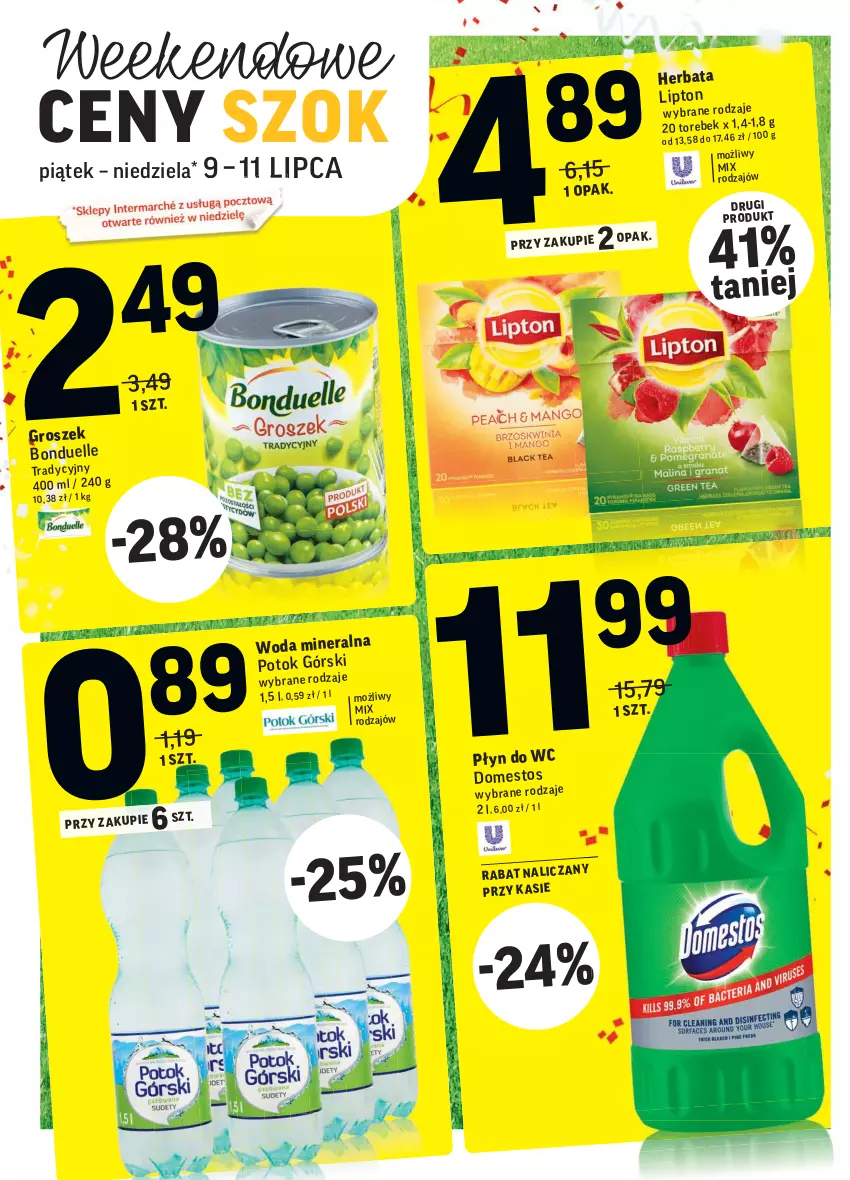 Gazetka promocyjna Intermarche - Gazetka promocyjna - ważna 06.07 do 12.07.2021 - strona 39 - produkty: Bonduelle, Groszek, Herbata, Lipton, Woda, Woda mineralna