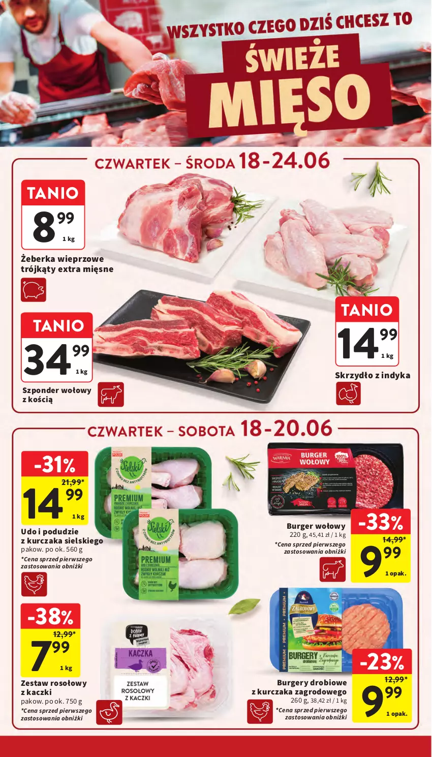 Gazetka promocyjna Intermarche - Gazetka promocyjna - ważna 18.06 do 24.06.2026 - strona 12 - produkty: Burger, Kurczak, Podudzie z kurczaka, Szponder wołowy, Zestaw rosołowy z kaczki