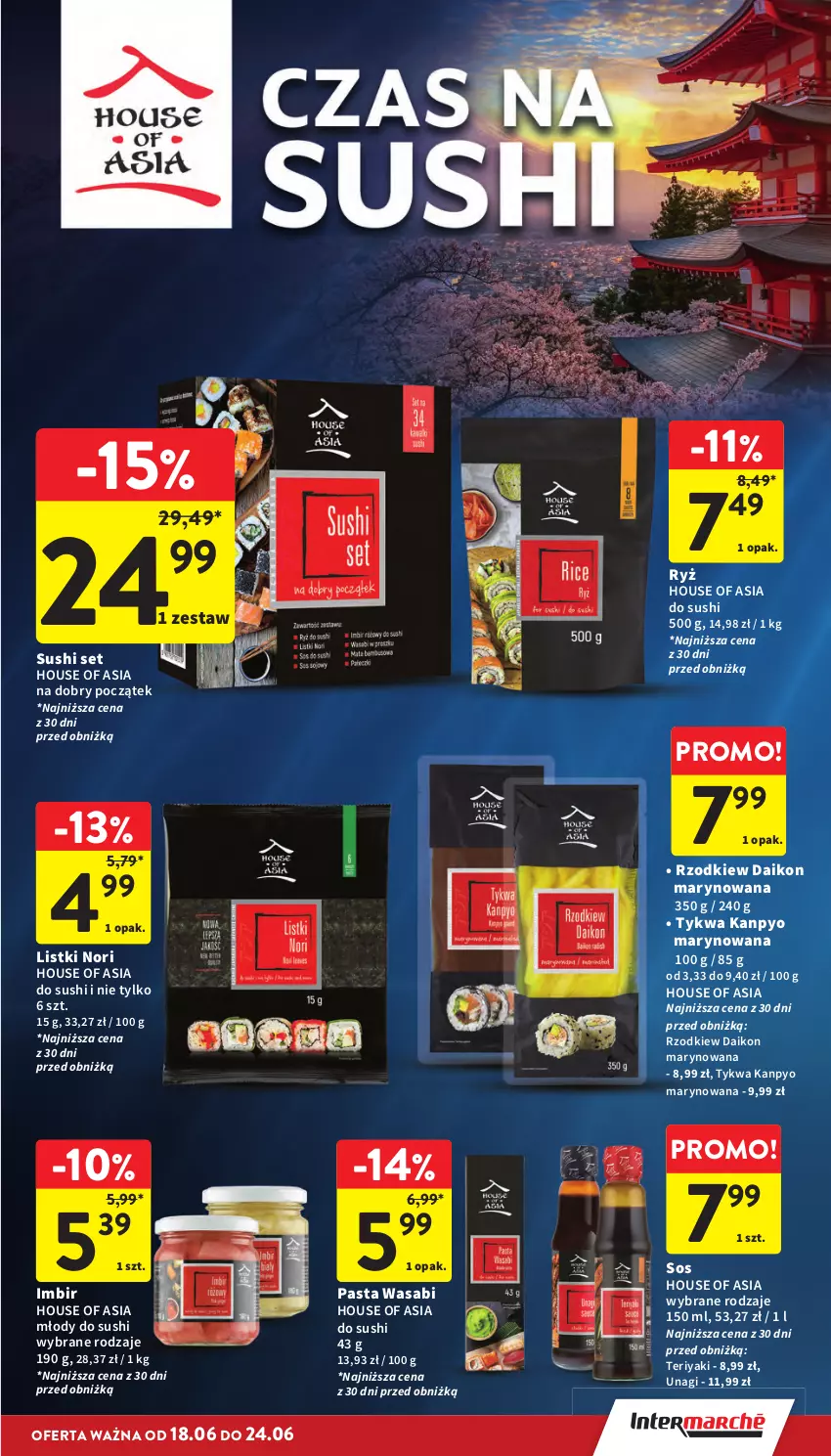 Gazetka promocyjna Intermarche - Gazetka promocyjna - ważna 18.06 do 24.06.2026 - strona 17 - produkty: House of Asia, Imbir, Pasta wasabi, Ryż, Sos, Sushi, Wasa