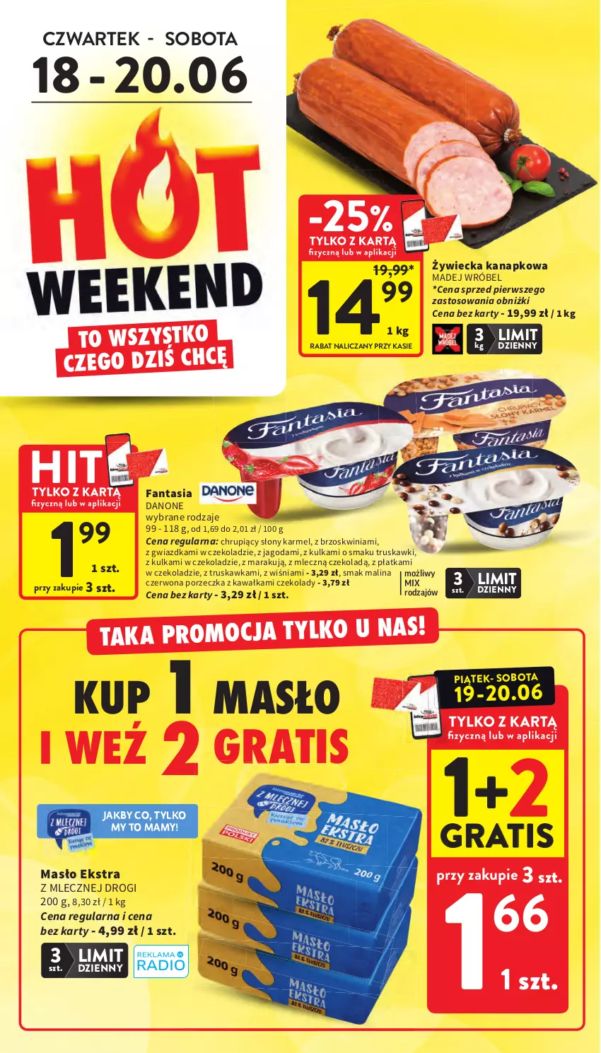 Gazetka promocyjna Intermarche - Gazetka promocyjna - ważna 18.06 do 24.06.2026 - strona 2 - produkty: Danone, Fa, Fanta, Gra, Kawa, Madej Wróbel, Masło, Por, Truskawki
