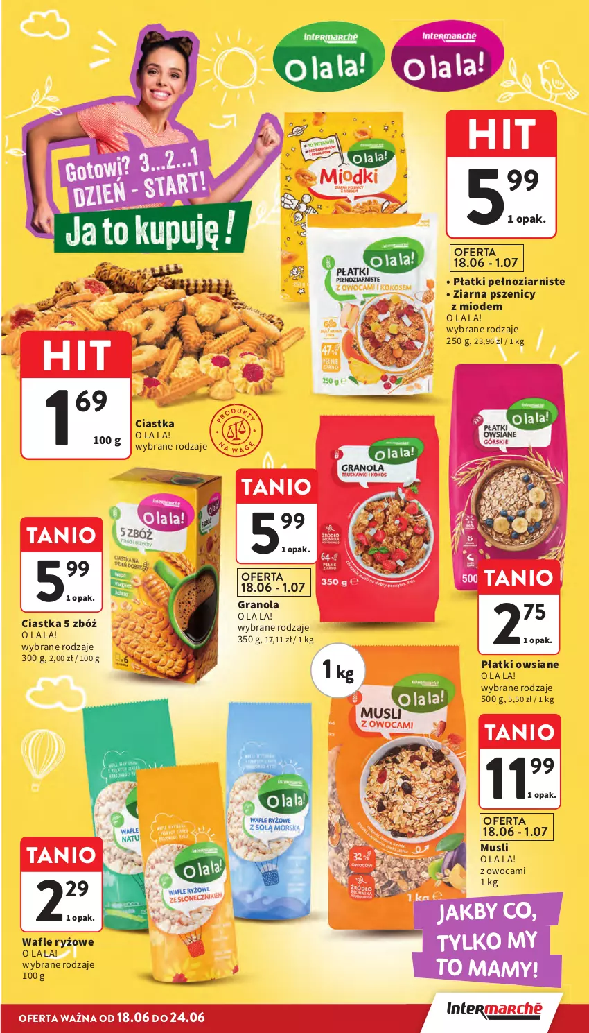Gazetka promocyjna Intermarche - Gazetka promocyjna - ważna 18.06 do 24.06.2026 - strona 23 - produkty: Ciastka, Gra, Granola, Mus, Płatki owsiane, Ryż, Wafle
