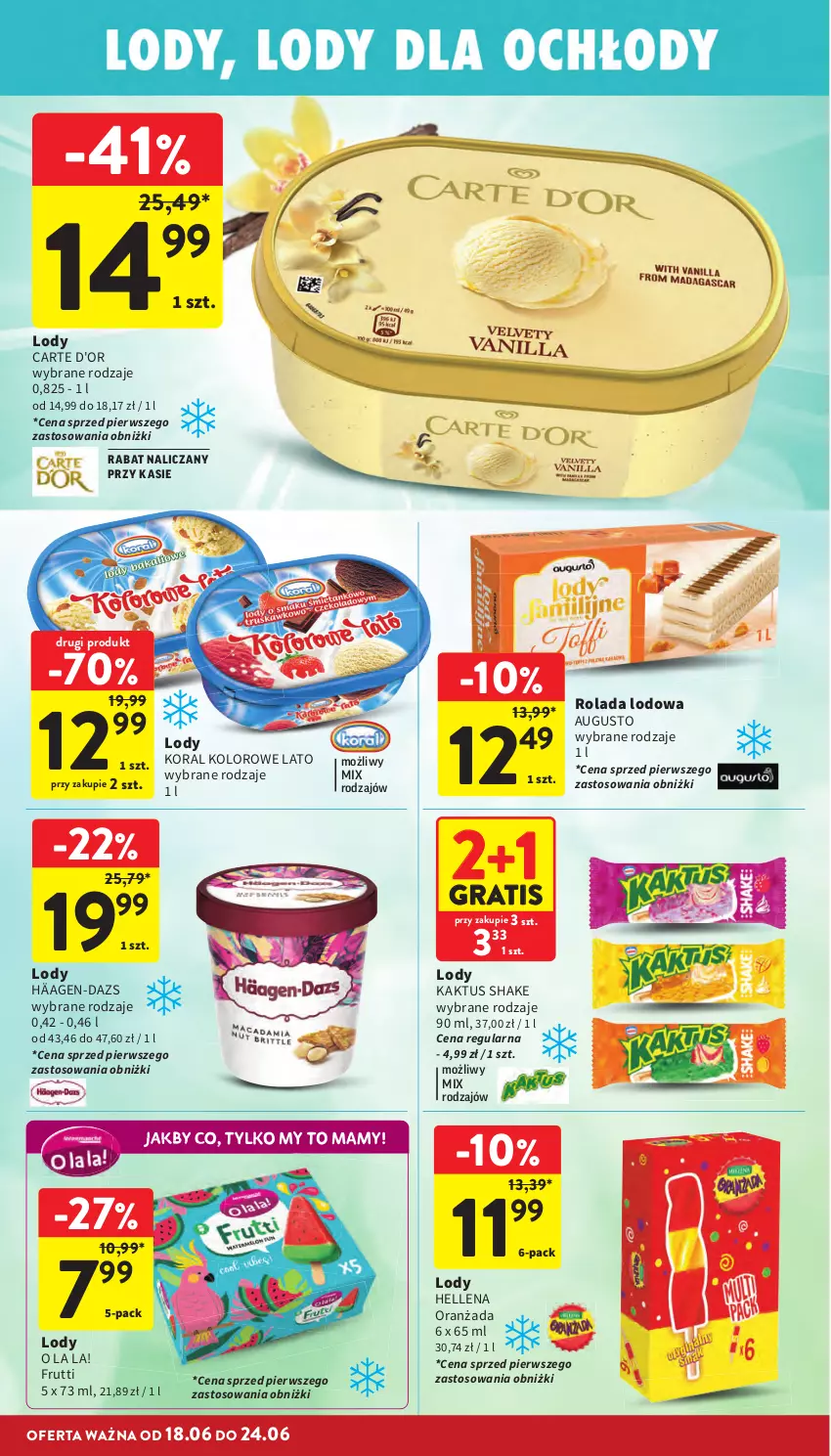 Gazetka promocyjna Intermarche - Gazetka promocyjna - ważna 18.06 do 24.06.2026 - strona 24 - produkty: Carte d'Or, Gra, Hellena, Kaktus, Lody, Oranżada, Rolada