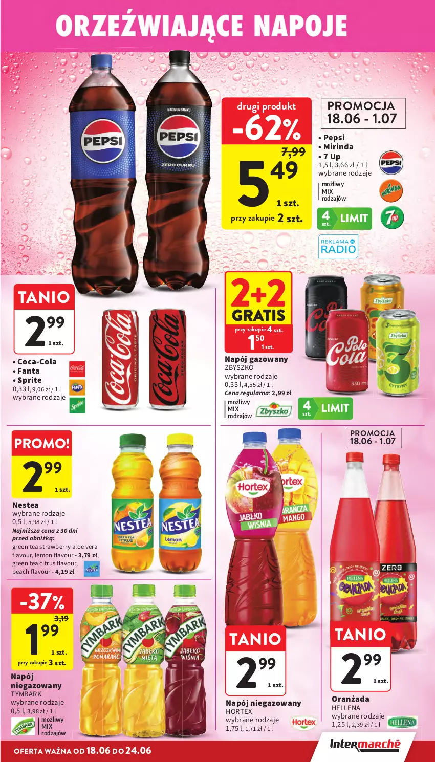 Gazetka promocyjna Intermarche - Gazetka promocyjna - ważna 18.06 do 24.06.2026 - strona 31 - produkty: Aloe vera, Coca-Cola, Fa, Fanta, Gra, Hellena, Hortex, Mirinda, Napój, Napój gazowany, Napój niegazowany, Nestea, Oranżada, Pepsi, Sprite, Tymbark