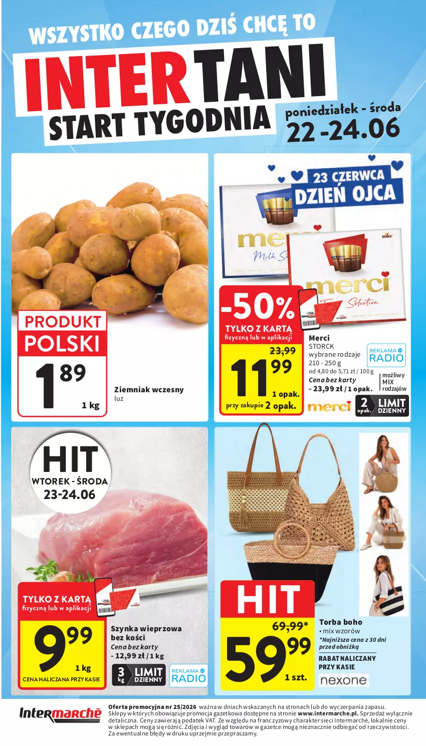 Gazetka promocyjna Intermarche - Gazetka promocyjna - ważna 18.06 do 24.06.2026 - strona 42 - produkty: Merci, Szynka, Szynka wieprzowa, Torba