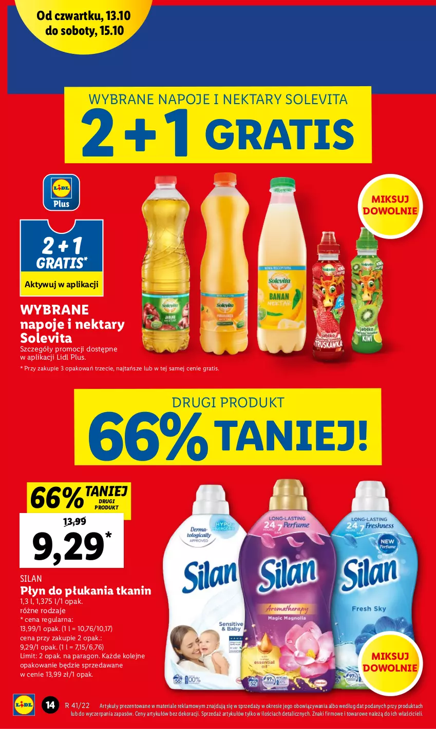 Gazetka promocyjna Lidl - GAZETKA - ważna 13.10 do 15.10.2022 - strona 14 - produkty: Gra, Napoje, Nektar, Olej, Płyn do płukania, Silan