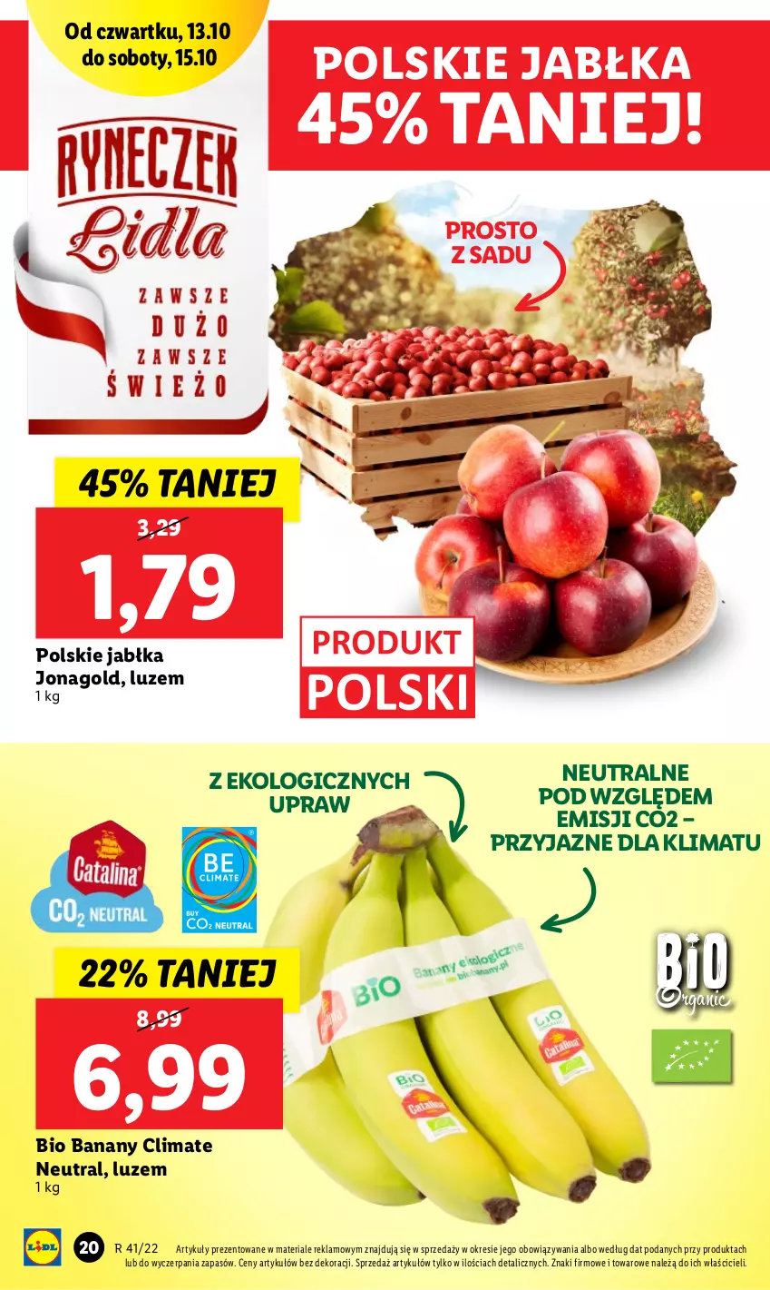 Gazetka promocyjna Lidl - GAZETKA - ważna 13.10 do 15.10.2022 - strona 20 - produkty: Banany, Jabłka, Jonagold