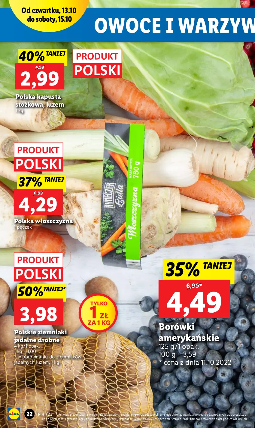 Gazetka promocyjna Lidl - GAZETKA - ważna 13.10 do 15.10.2022 - strona 22 - produkty: Owoce, Por, Ziemniaki