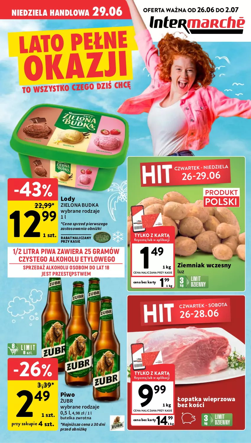 Gazetka promocyjna Intermarche - Gazetka promocyjna - ważna 26.06 do 02.07.2025 - strona 1 - produkty: Gra, Lody, Piwa, Piwo, Zielona Budka