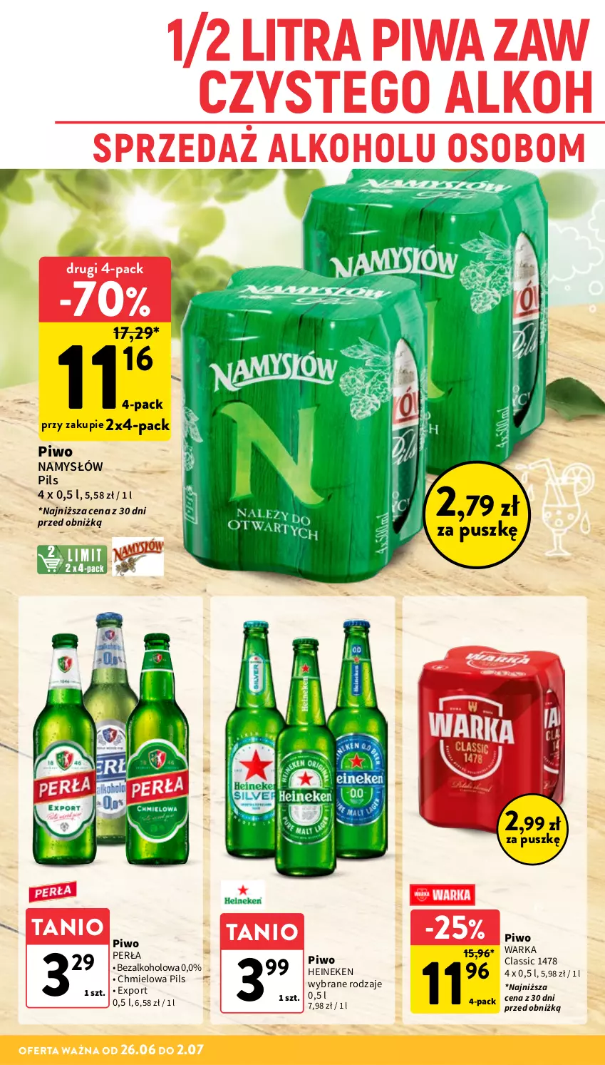 Gazetka promocyjna Intermarche - Gazetka promocyjna - ważna 26.06 do 02.07.2025 - strona 29 - produkty: Heineken, Namysłów, Perła, Piwa, Piwo, Por, Warka