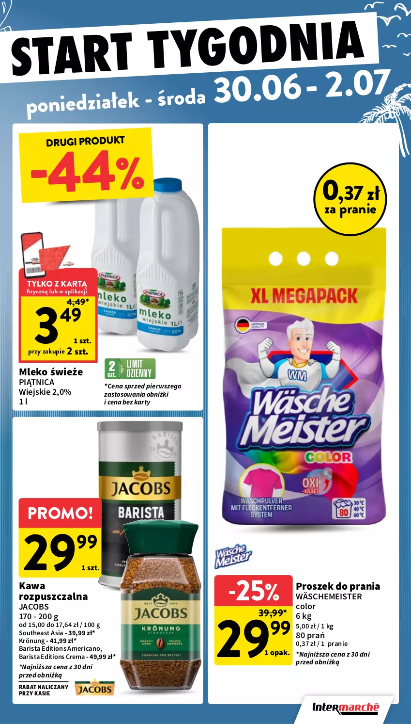 Gazetka promocyjna Intermarche - Gazetka promocyjna - ważna 26.06 do 02.07.2025 - strona 40 - produkty: Jacobs, Kawa, Kawa rozpuszczalna, Mleko, Piątnica, Proszek do prania