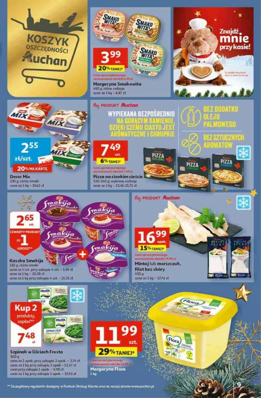 Gazetka promocyjna Auchan - ważna 23.11 do 29.11.2023 - strona 11 - produkty: Deser, Frosta, Margaryna, Mintaj, Pizza, Ser, Smakowita, Szpinak