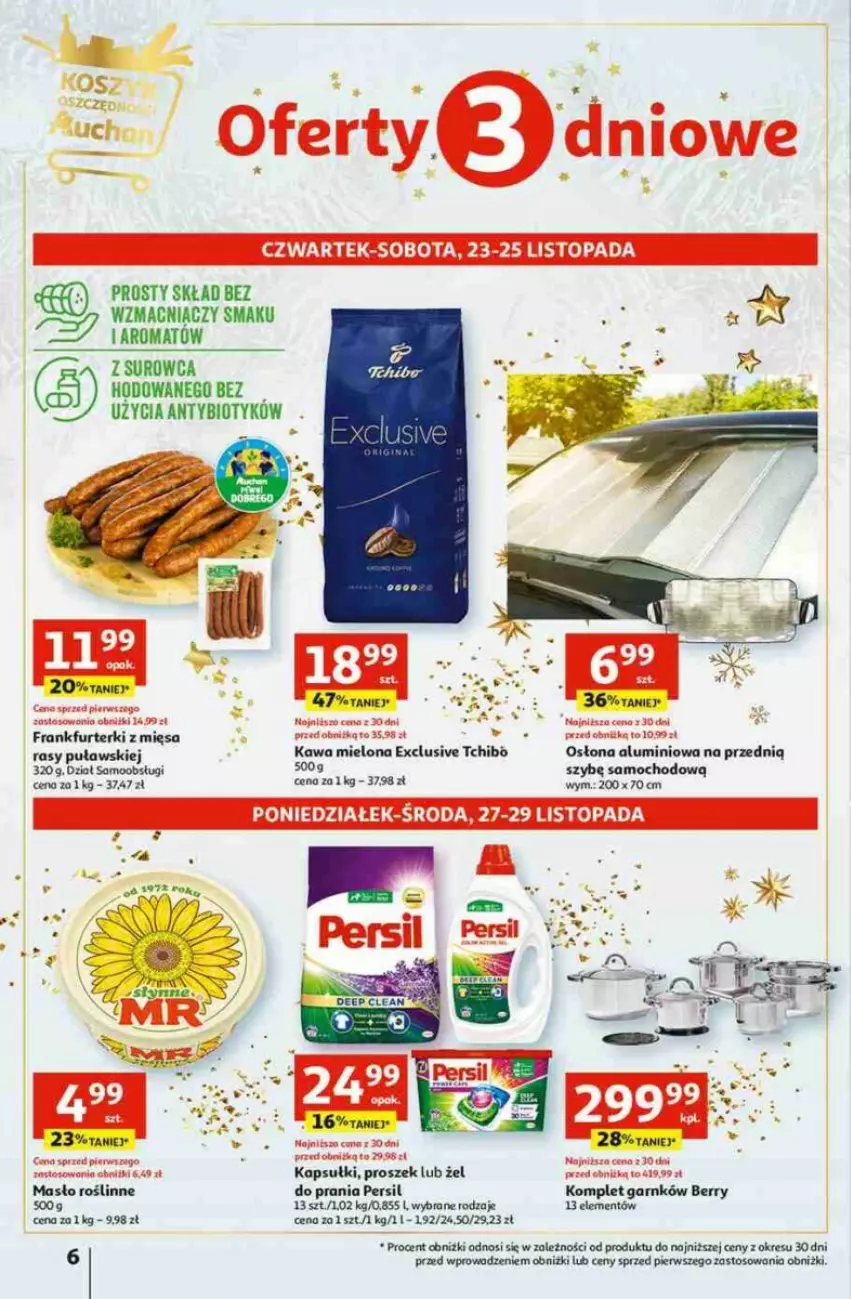 Gazetka promocyjna Auchan - ważna 23.11 do 29.11.2023 - strona 8 - produkty: Frankfurterki, Kawa, Kawa mielona, Masło, Persil, Tchibo, Top