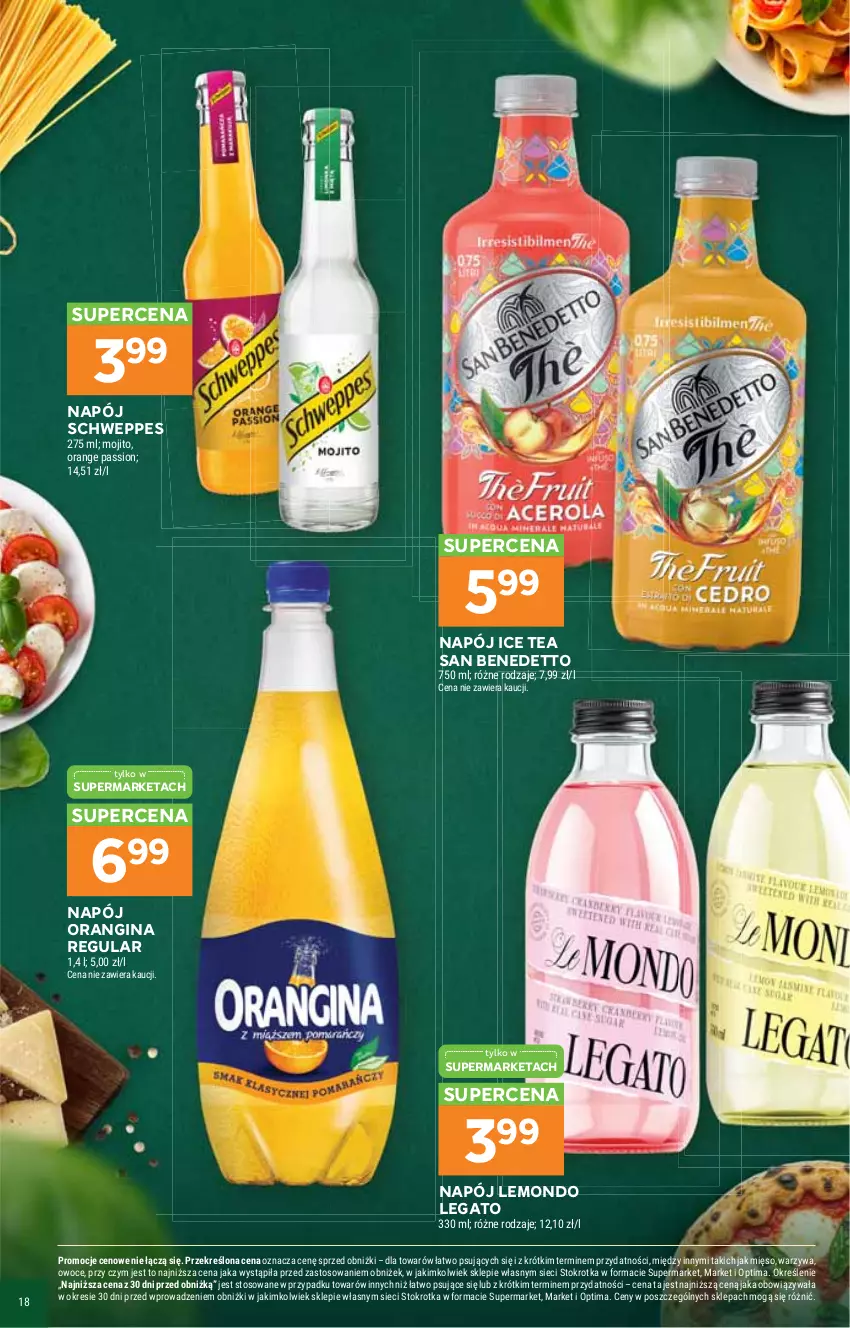 Gazetka promocyjna Stokrotka - Włochy od kuchni - ważna 29.10 do 18.11.2026 - strona 18 - produkty: Gin, Ice tea, Mięso, Napój, Optima, Owoce, Schweppes, Warzywa