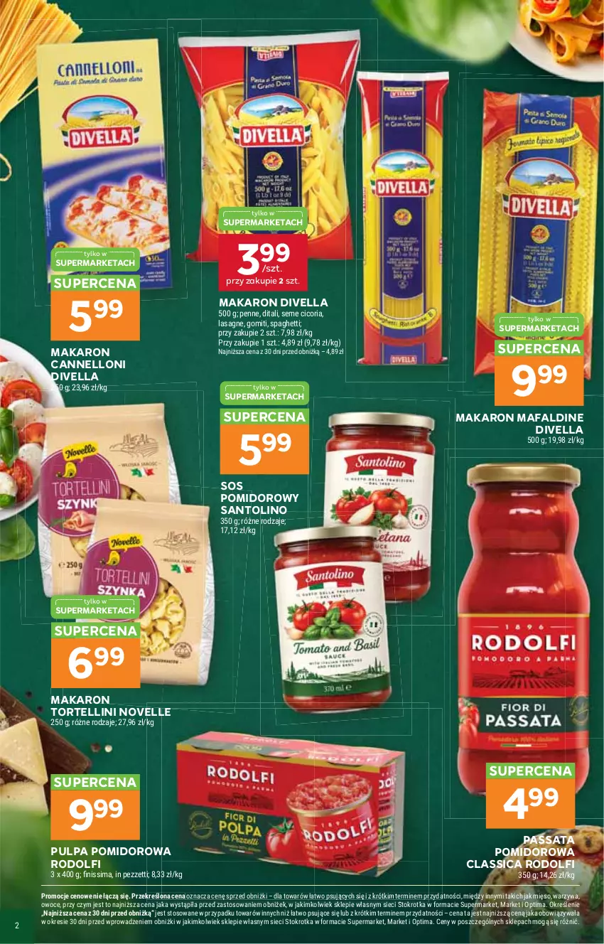 Gazetka promocyjna Stokrotka - Włochy od kuchni - ważna 29.10 do 18.11.2026 - strona 2 - produkty: Fa, Lasagne, Makaron, Mięso, Odol, Optima, Owoce, Penne, Pulpa pomidorowa, Sos, Sos pomidorowy, Spaghetti, Warzywa