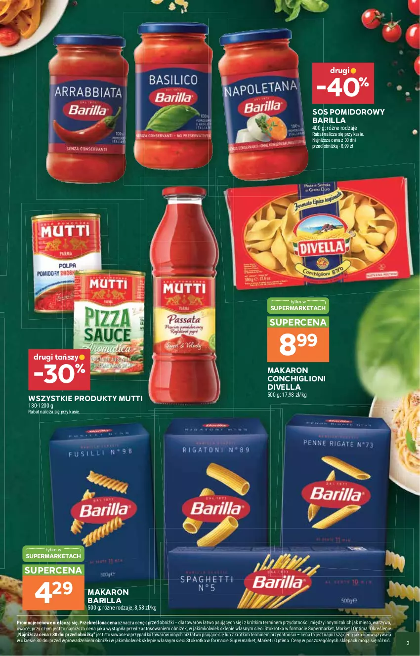 Gazetka promocyjna Stokrotka - Włochy od kuchni - ważna 29.10 do 18.11.2026 - strona 3 - produkty: Barilla, Lion, Makaron, Mięso, Optima, Owoce, Sos, Sos pomidorowy, Warzywa