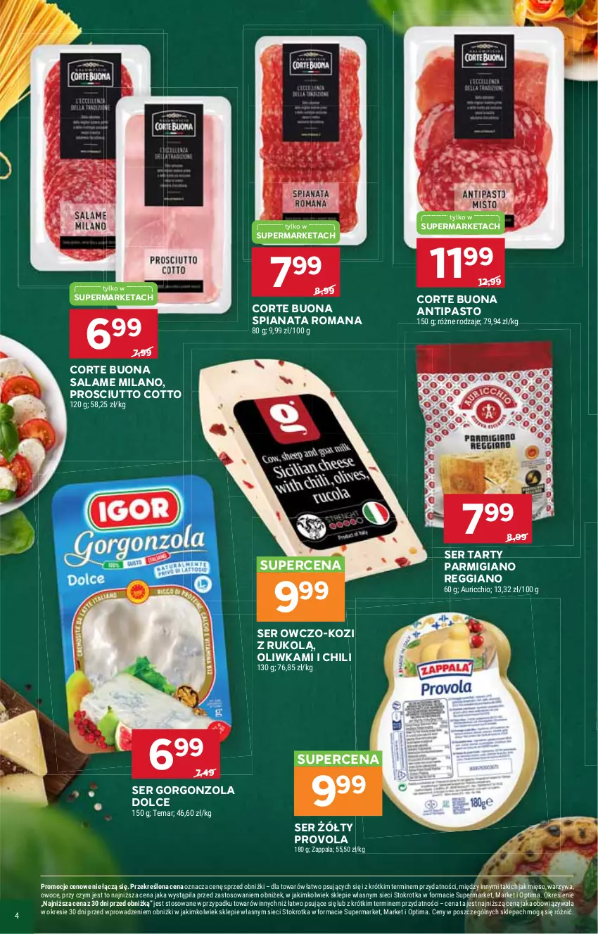 Gazetka promocyjna Stokrotka - Włochy od kuchni - ważna 29.10 do 18.11.2026 - strona 4 - produkty: Gorgonzola, Mięso, Optima, Owoce, Prosciutto, Ser, Warzywa