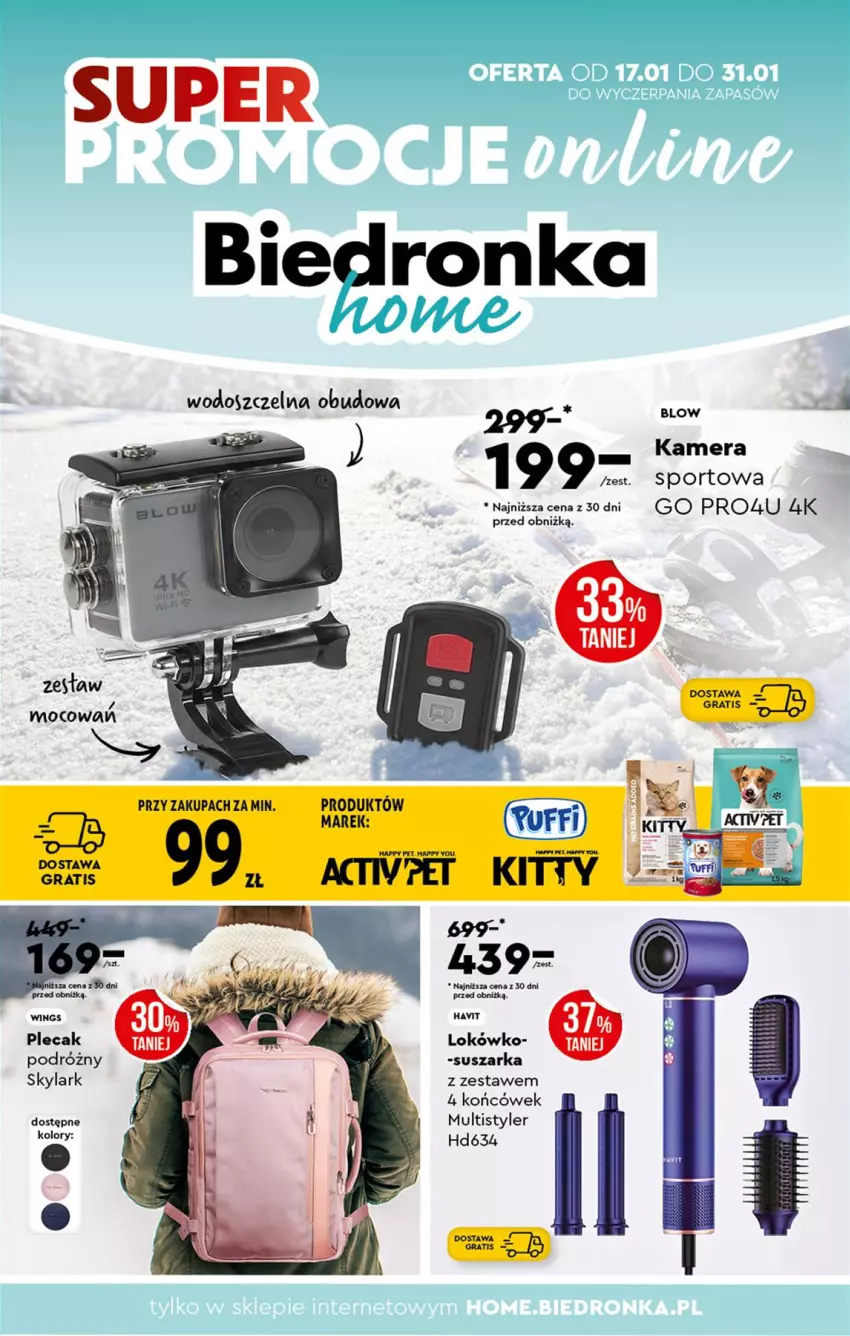 Gazetka promocyjna Biedronka - Home - ważna 17.01 do 24.01.2026 - strona 1 - produkty: Kamera, Plecak, Por, Suszarka