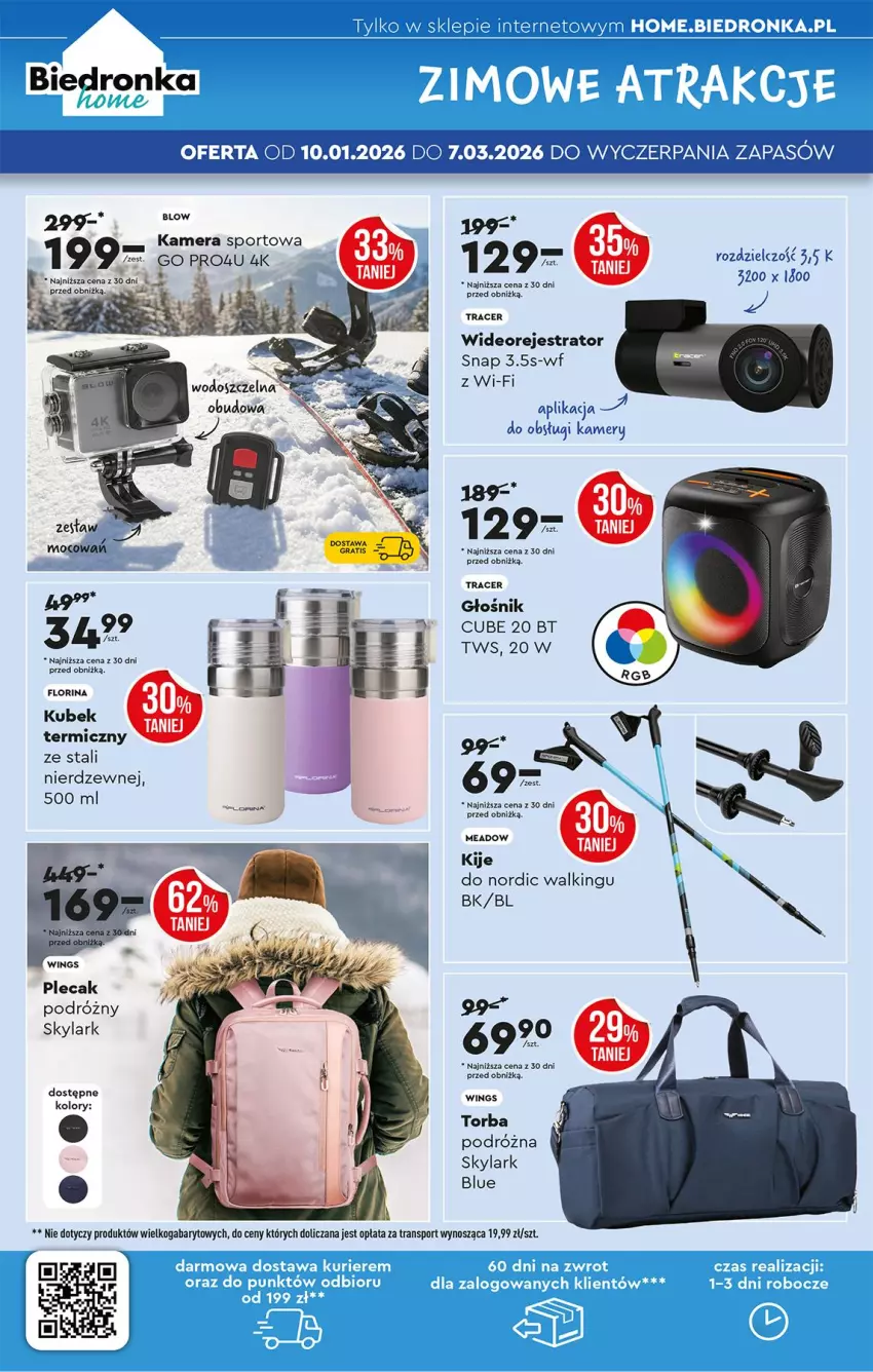 Gazetka promocyjna Biedronka - Home - ważna 17.01 do 24.01.2026 - strona 2 - produkty: Acer, Kamera, Kamery, Kije, Kubek, Kubek termiczny, Plecak, Por, Sport, Torba, Wideorejestrator