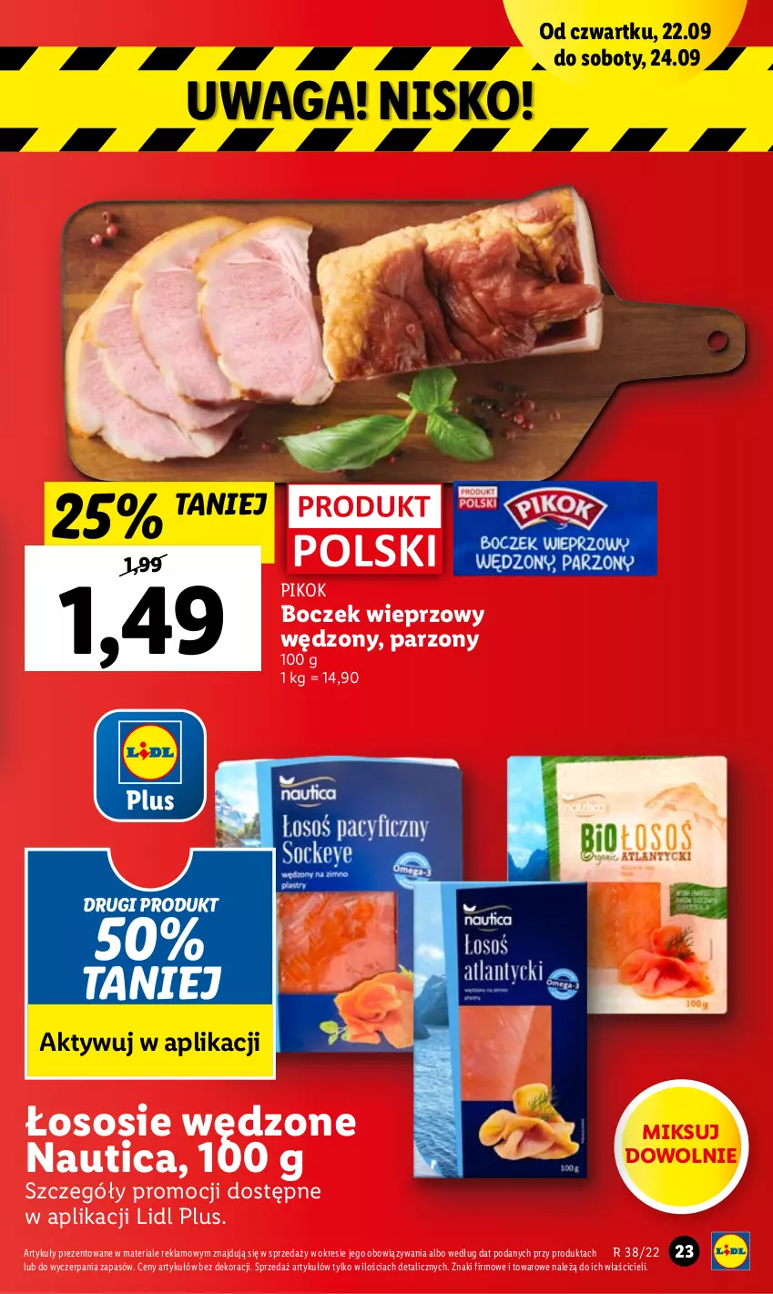 Gazetka promocyjna Lidl - GAZETKA - ważna 22.09 do 24.09.2022 - strona 23 - produkty: Boczek, Boczek wieprzowy, PIKOK, Sos, Waga