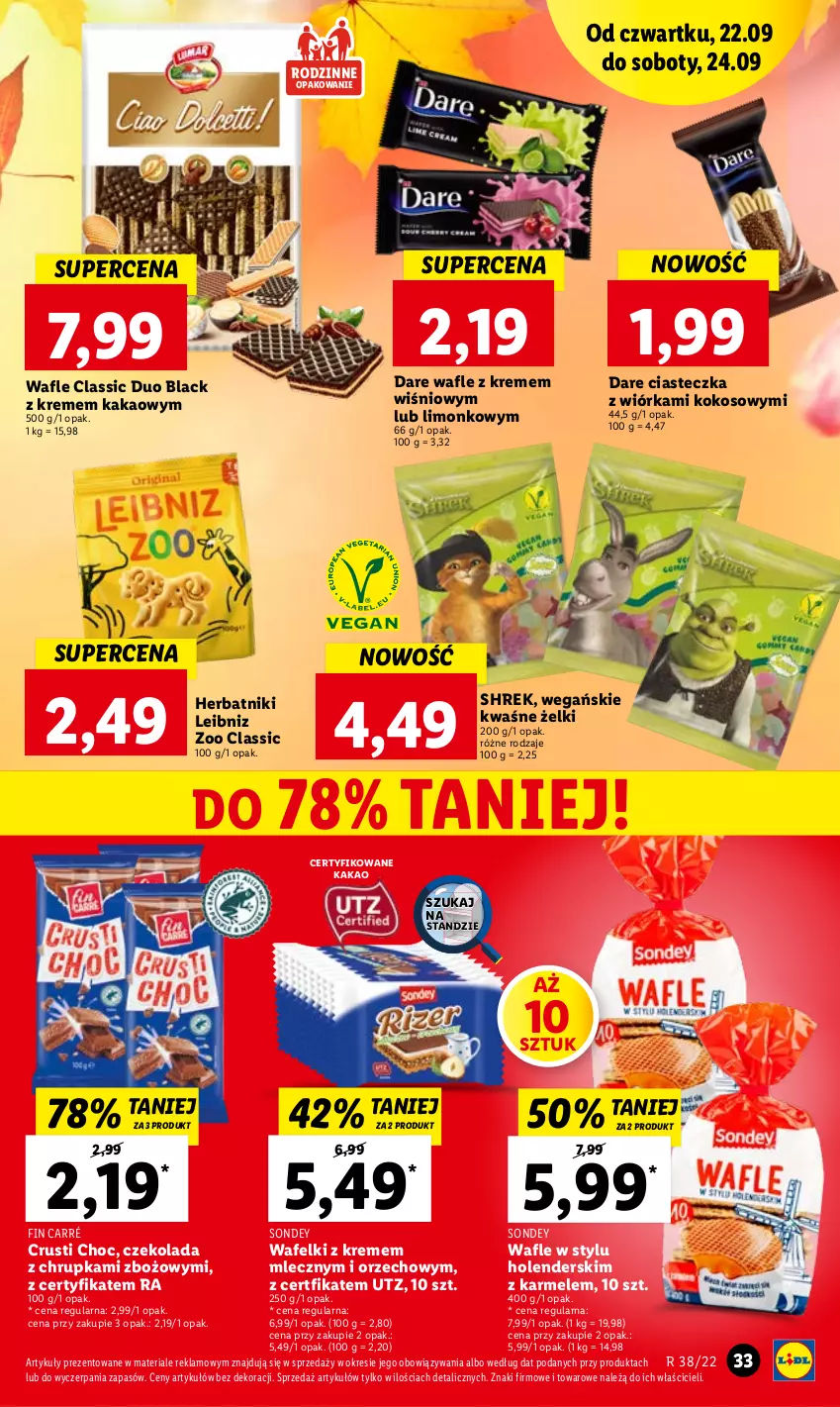 Gazetka promocyjna Lidl - GAZETKA - ważna 22.09 do 24.09.2022 - strona 33 - produkty: Czekolada, Herbatniki, Kakao, Kokos, Lack, Rust, Wafle