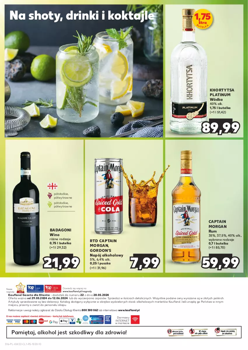 Gazetka promocyjna Kaufland - Barek Kauflandu - ważna 29.05 do 12.06.2024 - strona 16 - produkty: Captain Morgan, Mięta, Napój, Rum, Wagi, Wino, Wódka