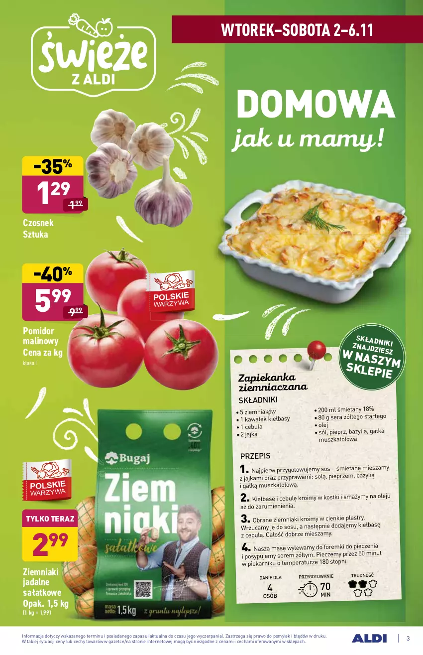 Gazetka promocyjna Aldi - ważna 02.11 do 06.11.2021 - strona 4 - produkty: Bazyl, Bazylia, Cebula, Czosnek, Foremki, Gałka, Kawa, Mus, Olej, Piec, Piekarnik, Pieprz, Pomidor malinowy, Rum, Sałat, Ser, Sól, Sos, Tera, Top, Wałek, Zapiekanka, Ziemniaki