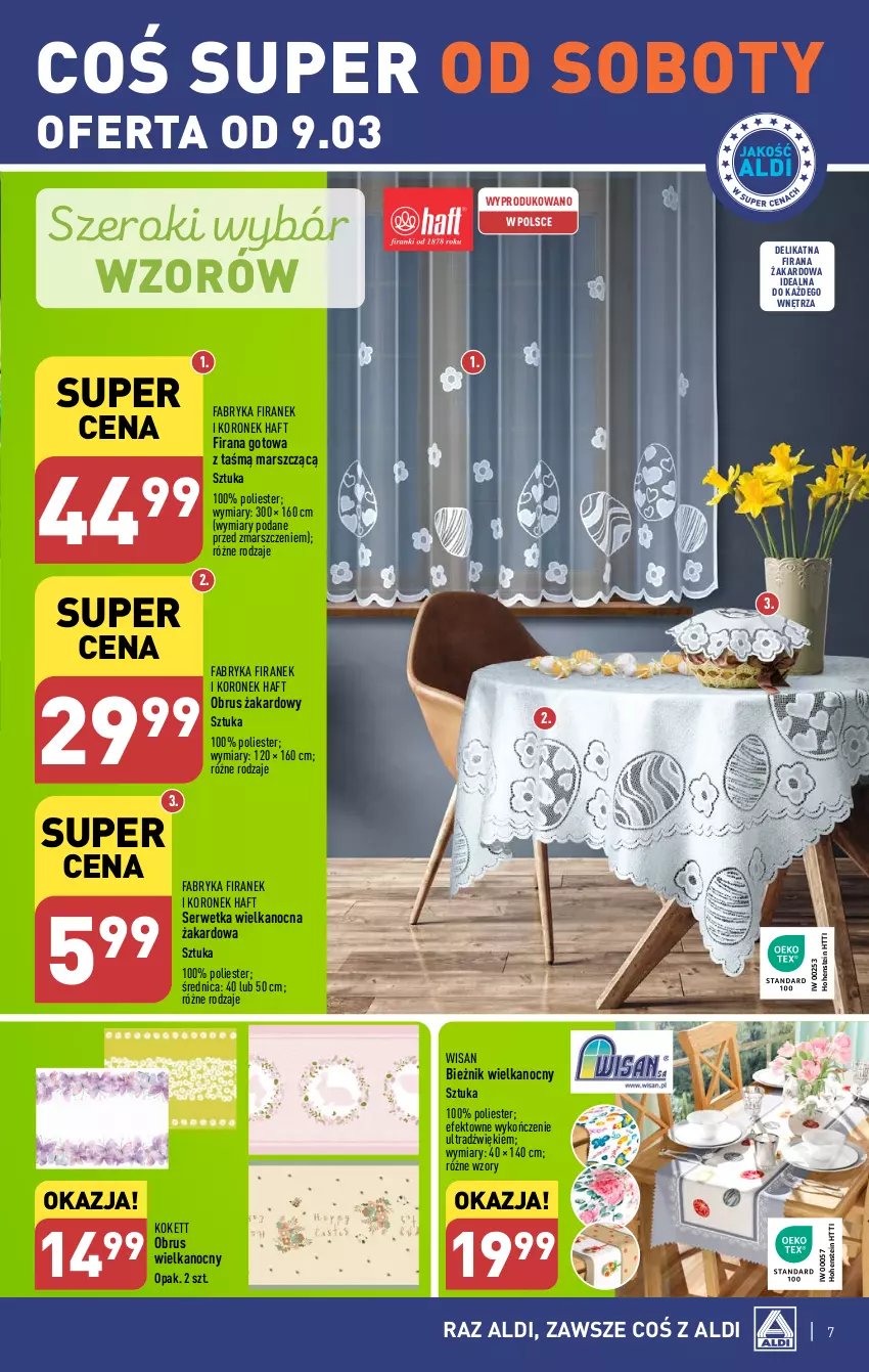 Gazetka promocyjna Aldi - Artykuły przemysłowe i tekstylia - ważna 06.03 do 09.03.2024 - strona 7 - produkty: Bieżnik, Fa, Firana, Mars, Obrus, Ser