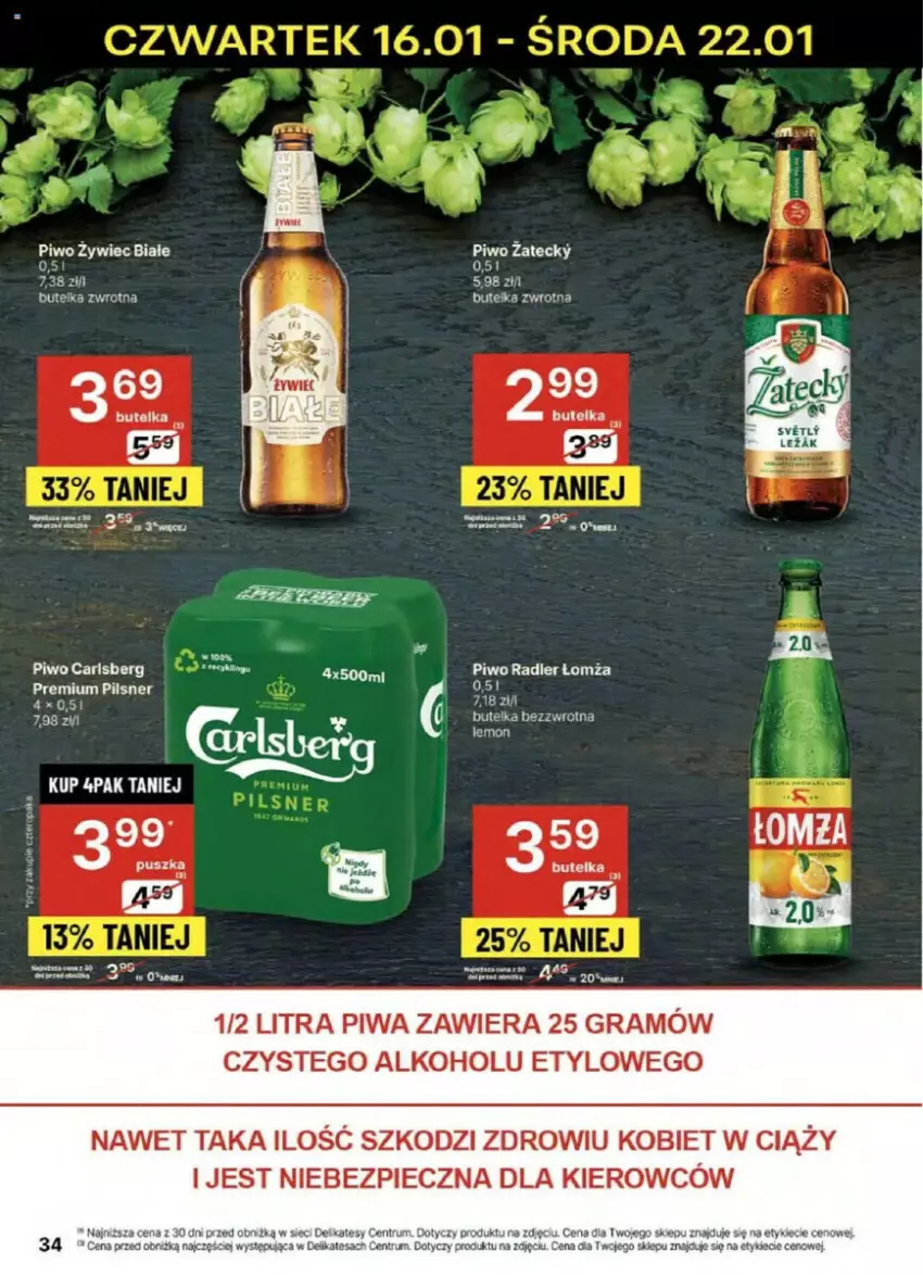 Gazetka promocyjna Delikatesy Centrum - ważna 16.01 do 21.01.2025 - strona 28 - produkty: Carlsberg, Gra, Piec, Piwa, Piwo, Radler, Rum