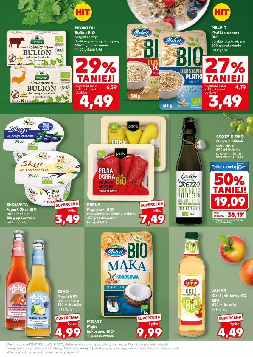 Gazetka promocyjna Kaufland - Mocny Start - ważna 25.08 do 27.08.2025 - strona 21 - produkty: Bulion, Jogurt, Lion, Mąka, Melvit, Napój, Ocet, Oliwa, Oliwa z oliwek, Płatki owsiane, Ser