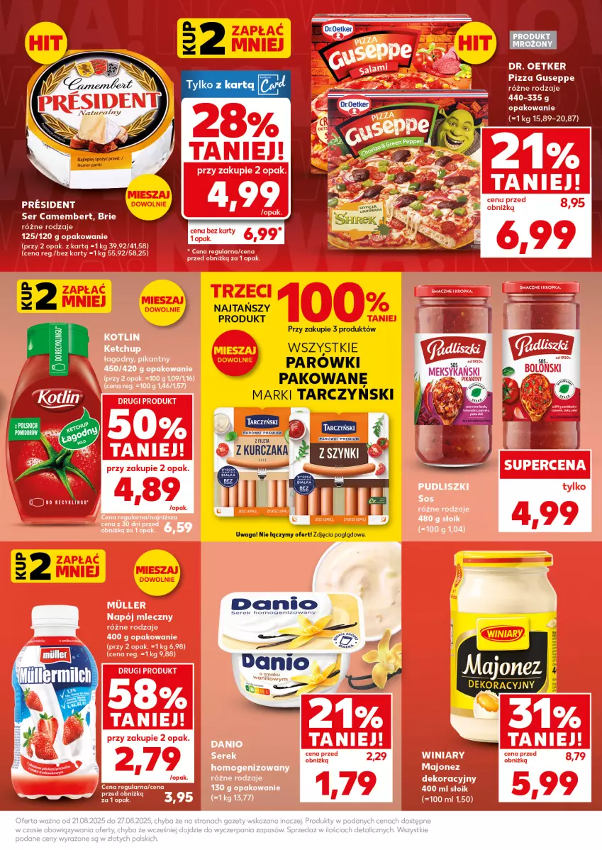 Gazetka promocyjna Kaufland - Mocny Start - ważna 25.08 do 27.08.2025 - strona 7 - produkty: Brie, Camembert, Dr. Oetker, Majonez, Parówki, Pizza, Ser, Serek, Serek homogenizowany, Tarczyński, Waga