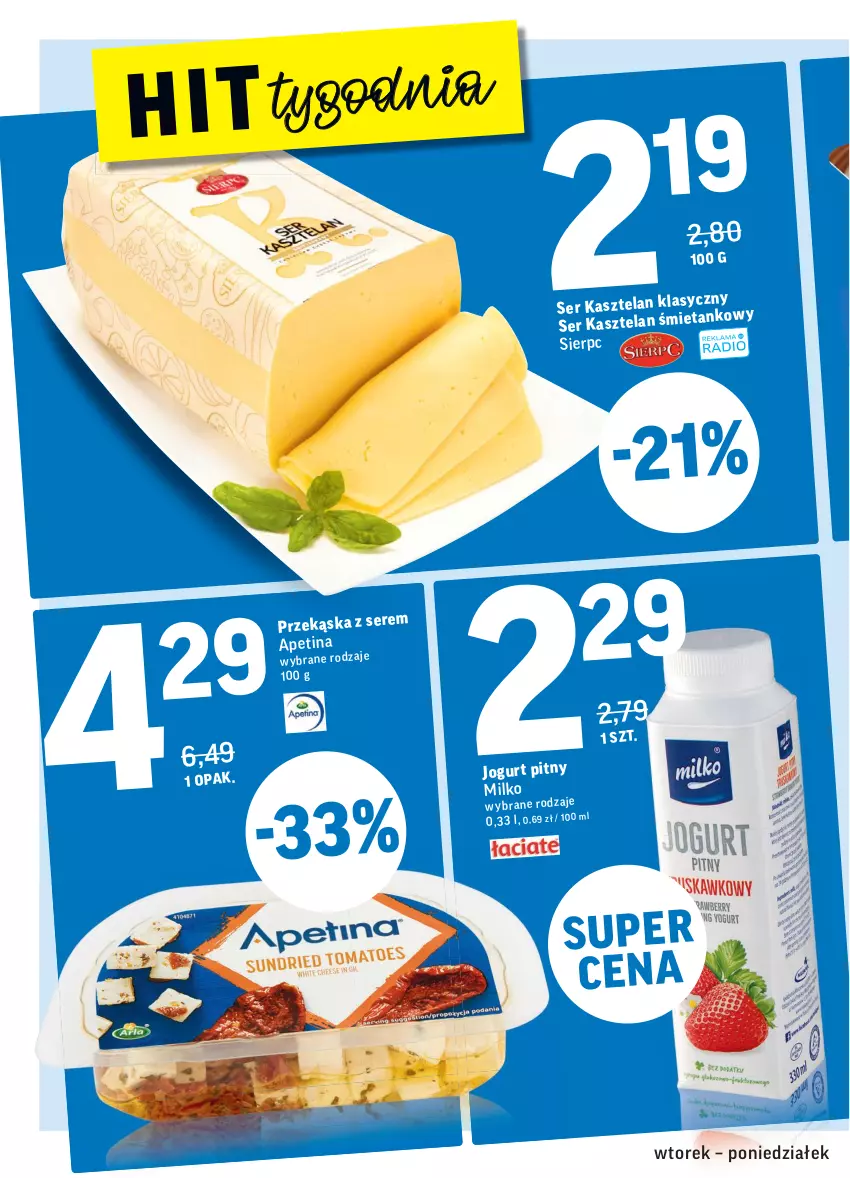 Gazetka promocyjna Intermarche - Gazetka promocyjna - ważna 31.08 do 06.09.2021 - strona 22 - produkty: Jogurt, Jogurt pitny, Kasztelan, Ser, Ser Kasztelan