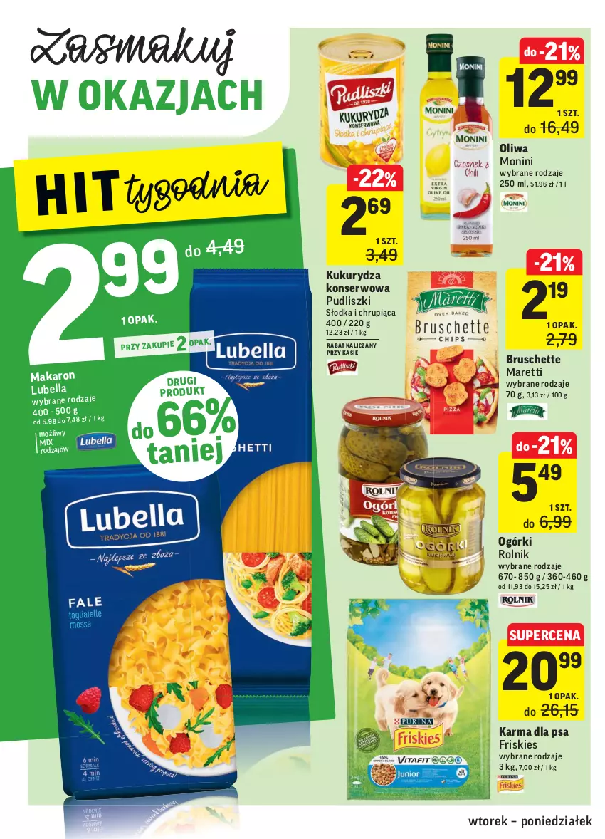 Gazetka promocyjna Intermarche - Gazetka promocyjna - ważna 31.08 do 06.09.2021 - strona 30 - produkty: Bell, Bella, Bruschette, Friskies, Kukurydza, Kukurydza konserwowa, Lubella, Makaron, Monini, Pudliszki, Rolnik, Ser