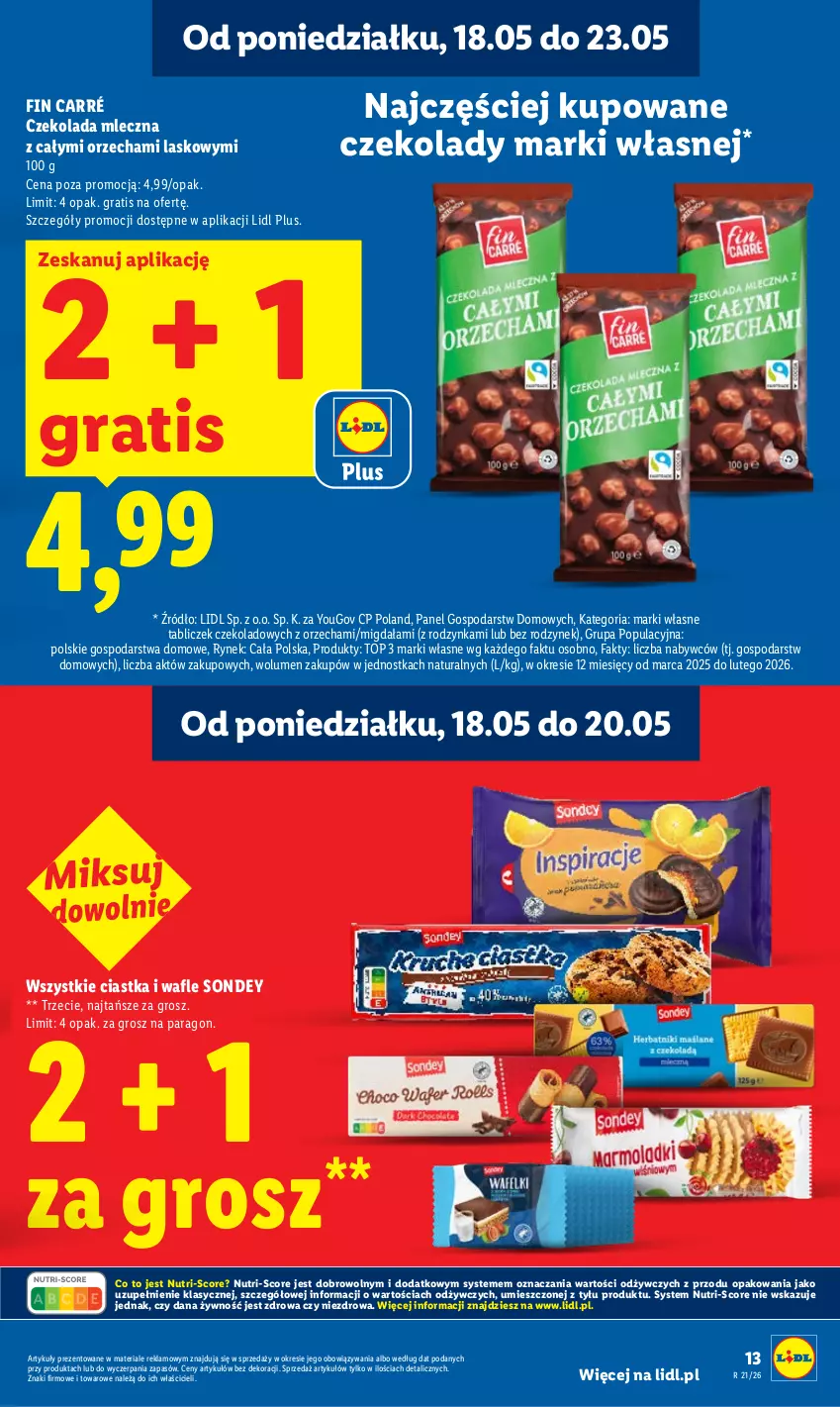 Gazetka promocyjna Lidl - Gazetka ważna od 18.05 do 20.05 - ważna 18.05 do 20.05.2026 - strona 13 - produkty: Ciastka, Czekolada, Czekolada mleczna, Fa, Gra, Top, Wafle