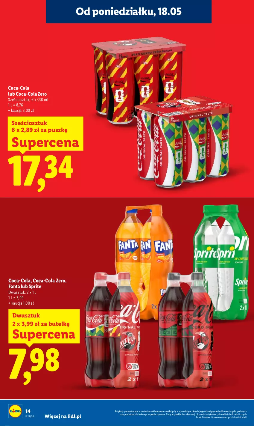 Gazetka promocyjna Lidl - Gazetka ważna od 18.05 do 20.05 - ważna 18.05 do 20.05.2026 - strona 14 - produkty: Coca-Cola, Fa, Fanta, Sprite