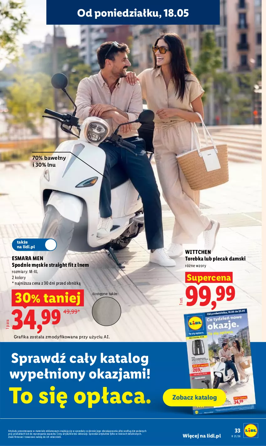 Gazetka promocyjna Lidl - Gazetka ważna od 18.05 do 20.05 - ważna 18.05 do 20.05.2026 - strona 33 - produkty: Gra, Grafika, Plecak, Spodnie, Torebka, Wittchen