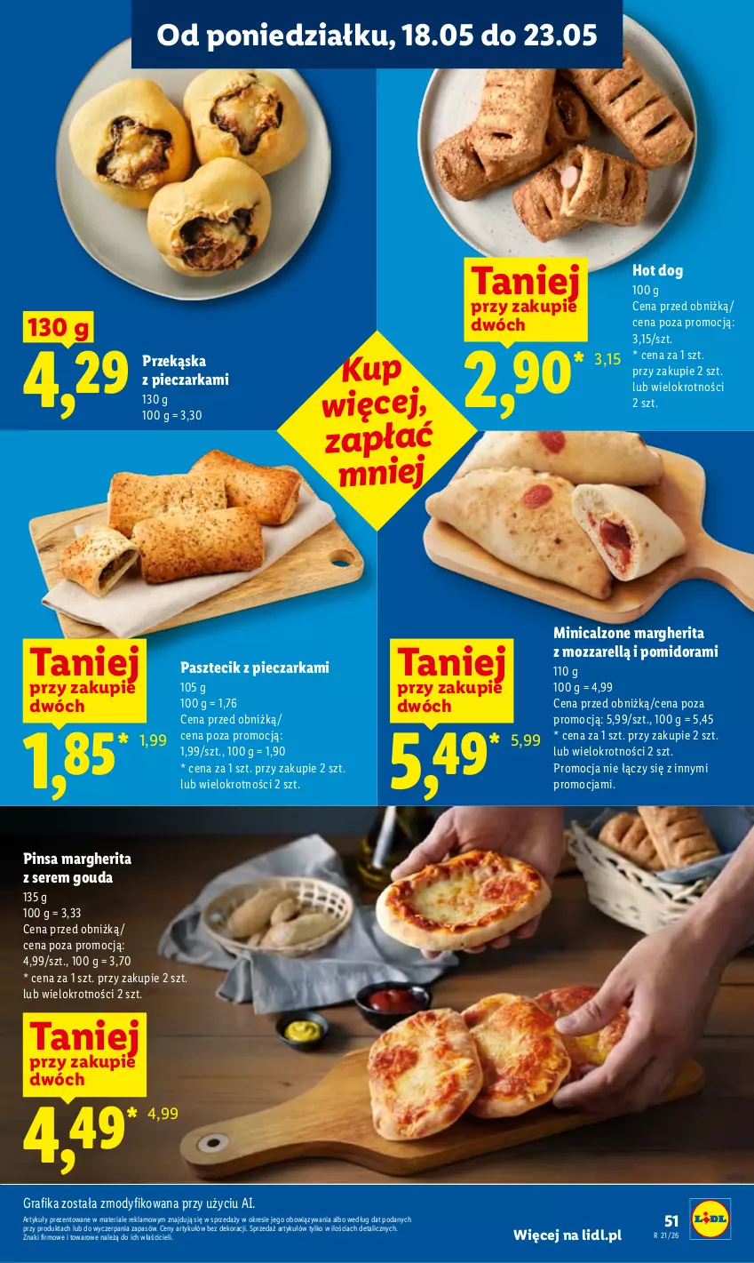 Gazetka promocyjna Lidl - Gazetka ważna od 18.05 do 20.05 - ważna 18.05 do 20.05.2026 - strona 51 - produkty: Gouda, Gra, Grafika, Hot dog, Pasztecik z pieczarkami, Piec, Pieczarka, Ser
