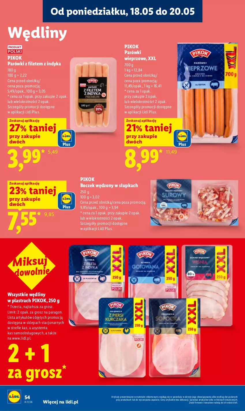 Gazetka promocyjna Lidl - Gazetka ważna od 18.05 do 20.05 - ważna 18.05 do 20.05.2026 - strona 56 - produkty: Boczek, Parówki, PIKOK