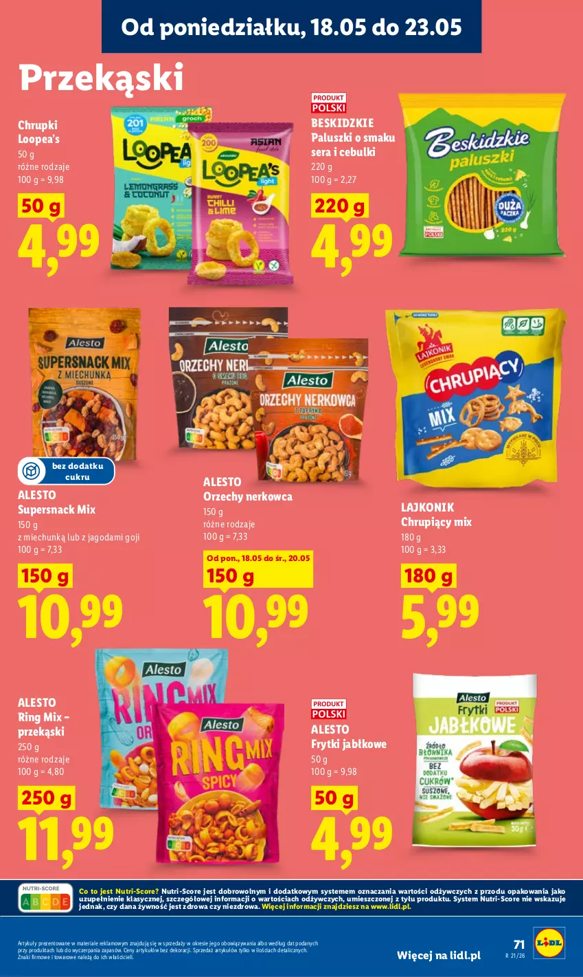 Gazetka promocyjna Lidl - Gazetka ważna od 18.05 do 20.05 - ważna 18.05 do 20.05.2026 - strona 75 - produkty: Beskidzki, Beskidzkie paluszki, Chrupki, Frytki, Lajkonik, Ser