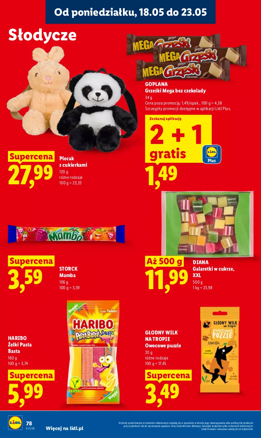 Gazetka promocyjna Lidl - Gazetka ważna od 18.05 do 20.05 - ważna 18.05 do 20.05.2026 - strona 82 - produkty: Cukier, Gala, Galaretki, Goplana, Gra, Grześki, Haribo, LANA, Mamba, Plecak, Puzzle