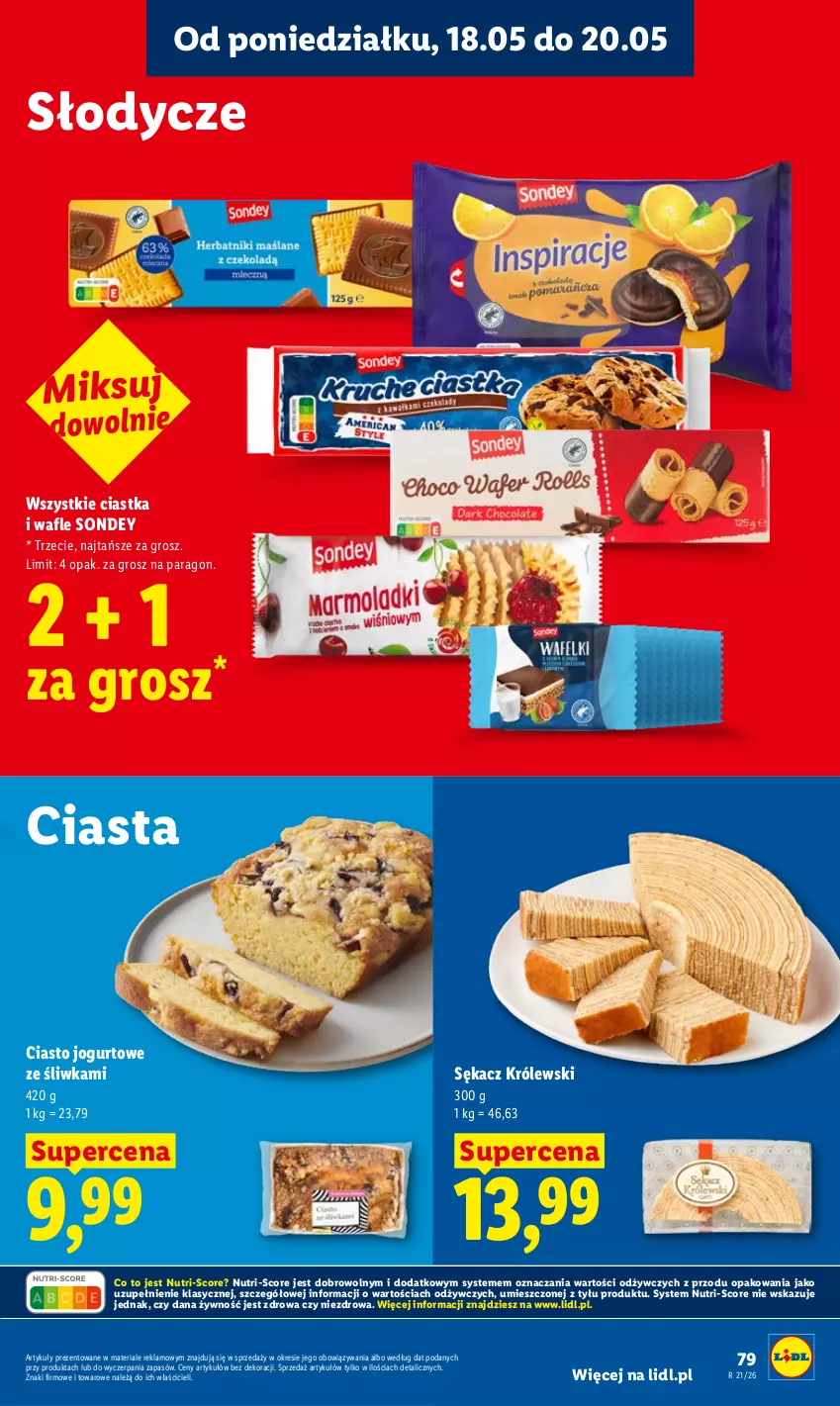 Gazetka promocyjna Lidl - Gazetka ważna od 18.05 do 20.05 - ważna 18.05 do 20.05.2026 - strona 83 - produkty: Ciastka, Ciasto jogurtowe, Jogurt, Królewski, Sękacz, Wafle
