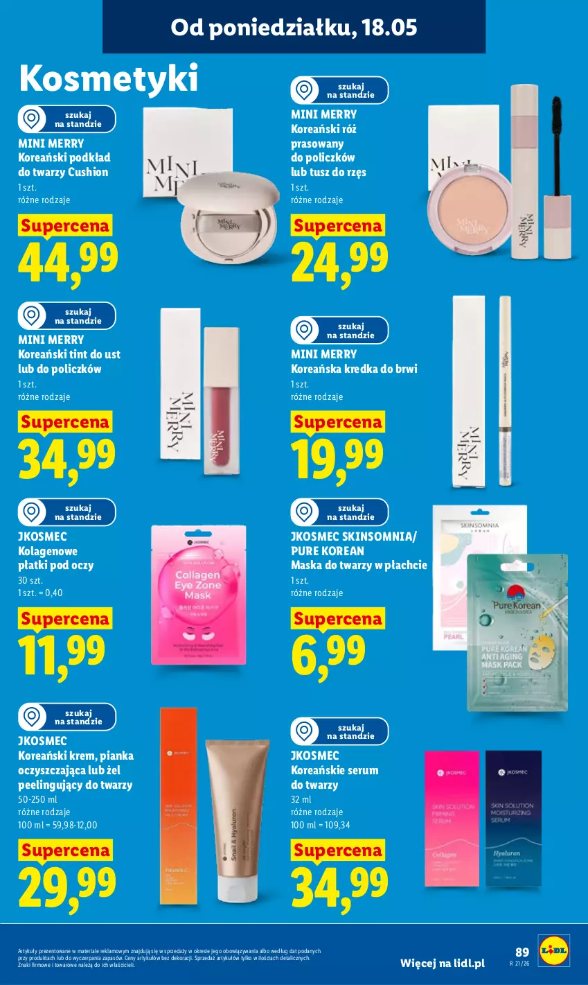 Gazetka promocyjna Lidl - Gazetka ważna od 18.05 do 20.05 - ważna 18.05 do 20.05.2026 - strona 93 - produkty: Kolagen, Kredka, Kredka do brwi, Maska, Maska do twarzy, Peeling, Podkład, Podkład do twarzy, Pur, Rum, Ser, Serum, Serum do twarzy, Tusz