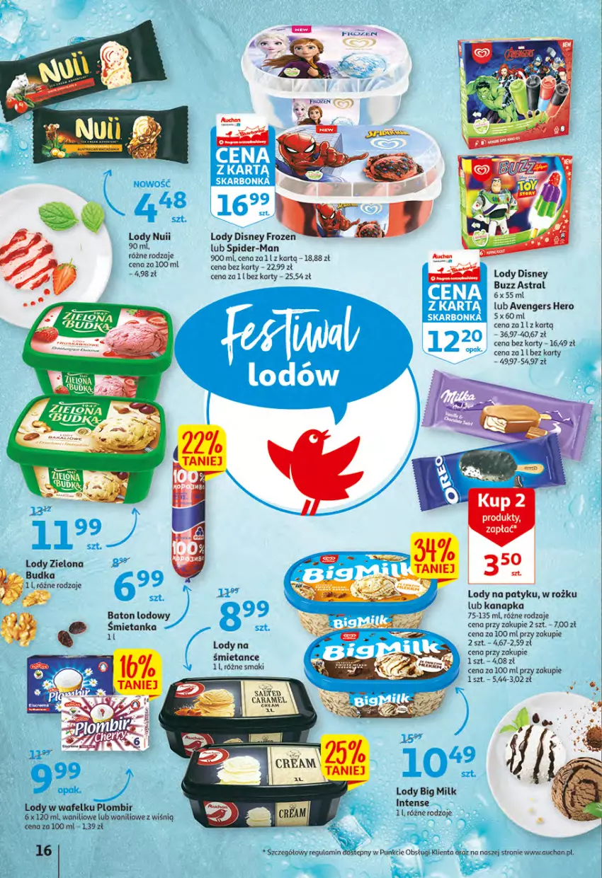 Gazetka promocyjna Auchan - Wiosenny ogród jest w cenie Hipermarkety - ważna 28.04 do 04.05.2022 - strona 16 - produkty: Avengers, Baton, Big Milk, Disney, Fa, Frozen, Lody