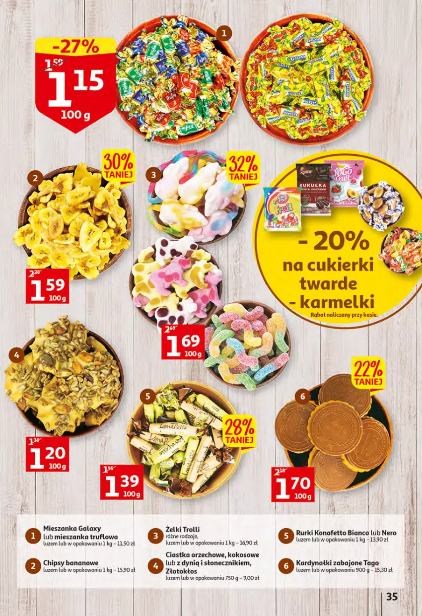 Gazetka promocyjna Auchan - Wiosenny ogród jest w cenie Hipermarkety - ważna 28.04 do 04.05.2022 - strona 35 - produkty: Chipsy, Ciastka, Dynią, Gala, Kokos, Rurki, Tago