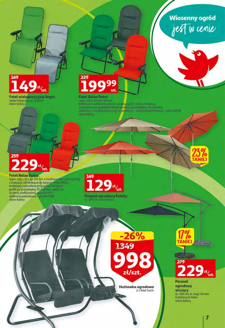 Gazetka promocyjna Auchan - Wiosenny ogród jest w cenie Hipermarkety - ważna 28.04 do 04.05.2022 - strona 7 - produkty: Fotel, Huśtawka