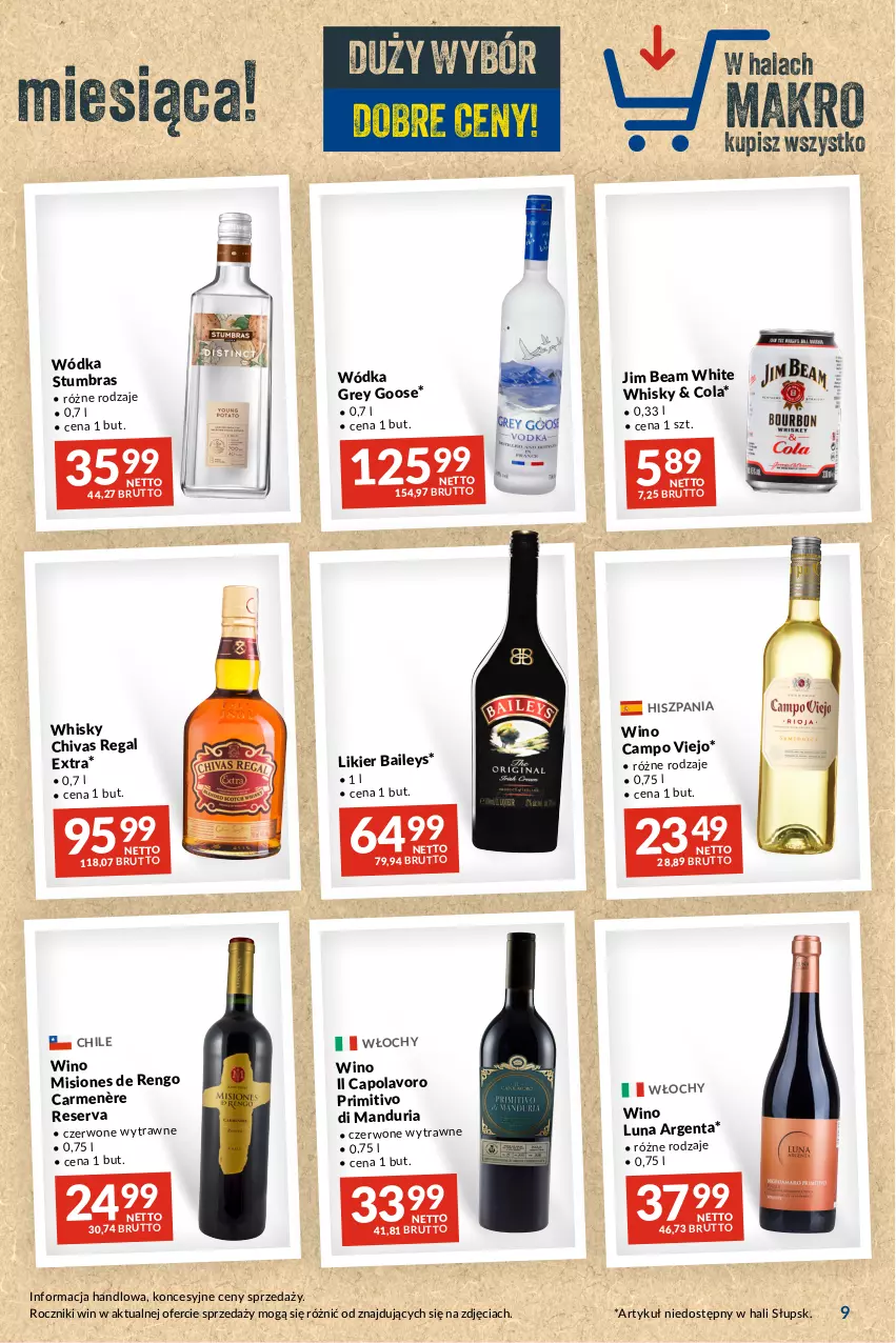 Gazetka promocyjna Makro - Najlepsze oferty - oferta z alkoholem - ważna 17.10 do 13.11.2023 - strona 9 - produkty: Jim Beam, Likier, Ser, Whisky, Wino, Wódka