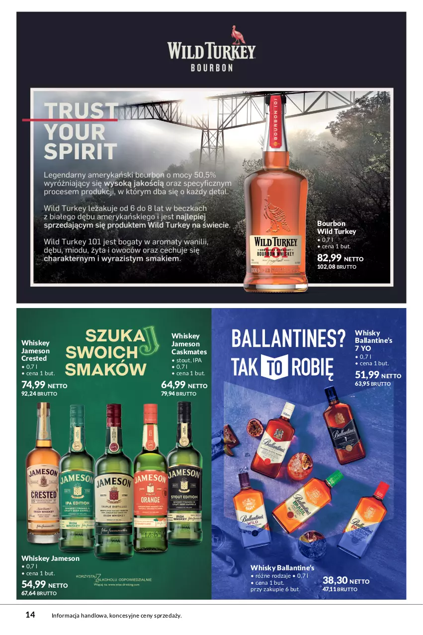 Gazetka promocyjna Makro - Katalog Whisky - ważna 15.09 do 30.09.2023 - strona 14 - produkty: Bourbon, Jameson, Whiskey, Whisky, Wild Turkey