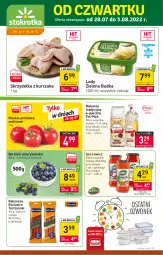 Gazetka promocyjna Stokrotka - Market - Gazetka - ważna od 03.08 do 03.08.2022 - strona 1 - produkty: Kurczak, Makaron, Sos, Dzwonek, Lody, Tarczyński, Skrzydełka z kurczaka, Zielona Budka, Kabanos, Pomidory