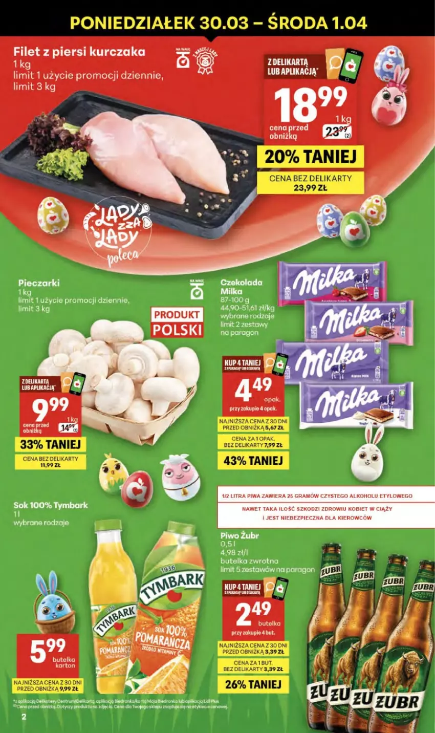 Gazetka promocyjna Delikatesy Centrum - Franczyza DC13 Czwartek - ważna 26.03 do 01.04.2026 - strona 2 - produkty: Czekolada, Fa, Filet z piersi kurczaka, Gra, Koc, Kurczak, Milka, Piec, Piwa, Rum