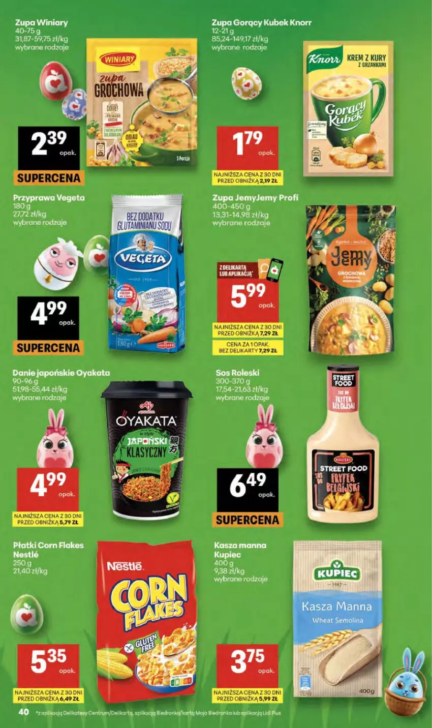 Gazetka promocyjna Delikatesy Centrum - Franczyza DC13 Czwartek - ważna 26.03 do 01.04.2026 - strona 40 - produkty: Corn flakes, Kasza, Knorr, Koc, Kubek, Rum, Sos, Vegeta, Zupa